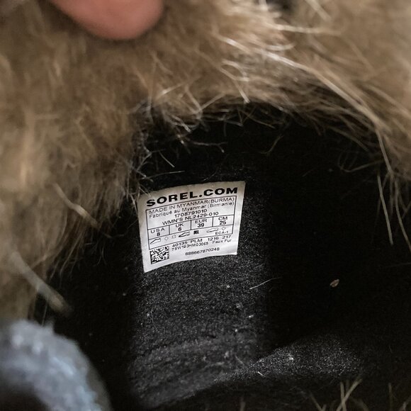 SOREL Joan Of Arctic Women Sz 8 Waterproof Winter Snow Boots Black Suede Leather - Picture 9 of 10